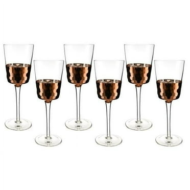 Three Star Import & Export XM6305 9 in. Wine Glass with Copper Fish Scale Design Set, 6 Piece