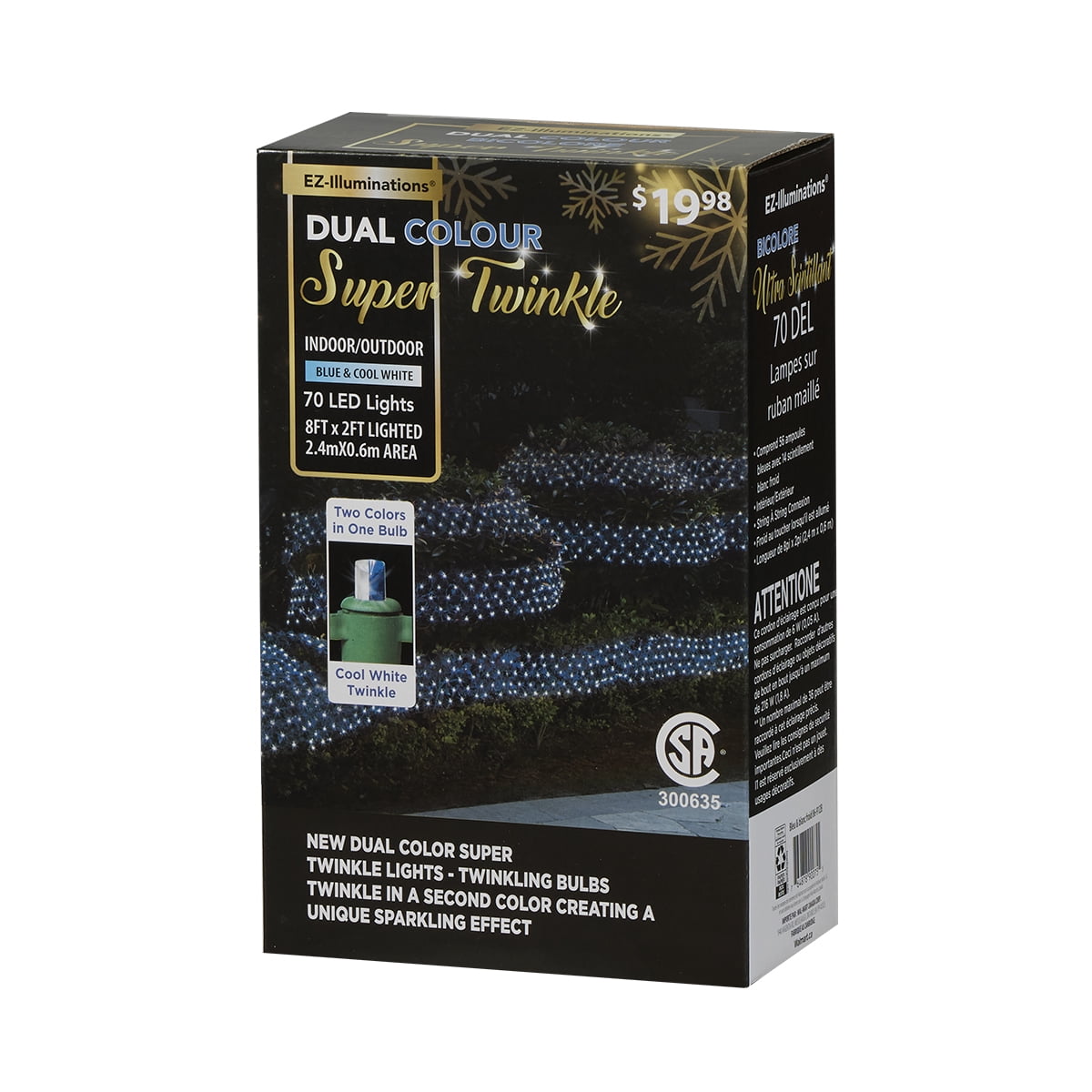 EZ-Illuminations 8'x2' 70-Count LED Ribbon Lights, Blue with Cool White Flicker, 8ft x 2ft (2.4mx0.6m) lighted area