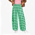 thumbnail image 3 of Iyufng Womens Checkered Print Wide Leg Pants Stretch Waistband with Pockets, 3 of 6