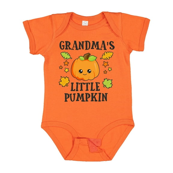Inktastic Grandmas Little Pumpkin with Leaves and Stars Boys or Girls Baby Bodysuit