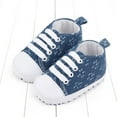 thumbnail image 4 of Baywell Baby Boys Girls High Top Sneaker Soft Anti-Slip Sole Newborn Infant First Walkers Canvas Denim Shoes Sky Blue 01 0-6 Months, 4 of 5