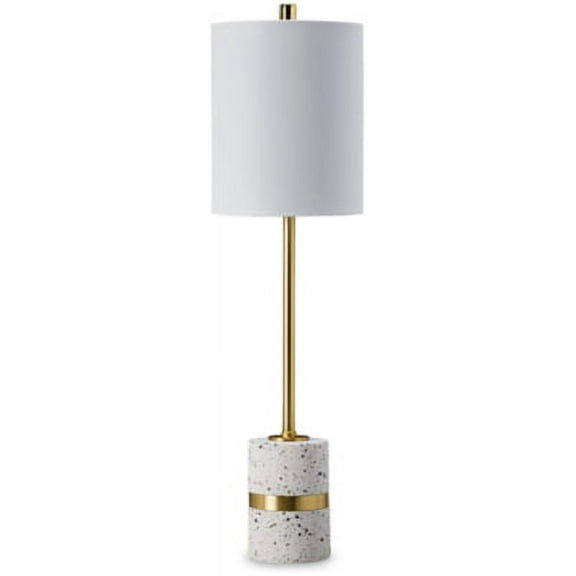 Signature Design by Ashley Contemporary Maywick Table Lamp  White/Brass Finish