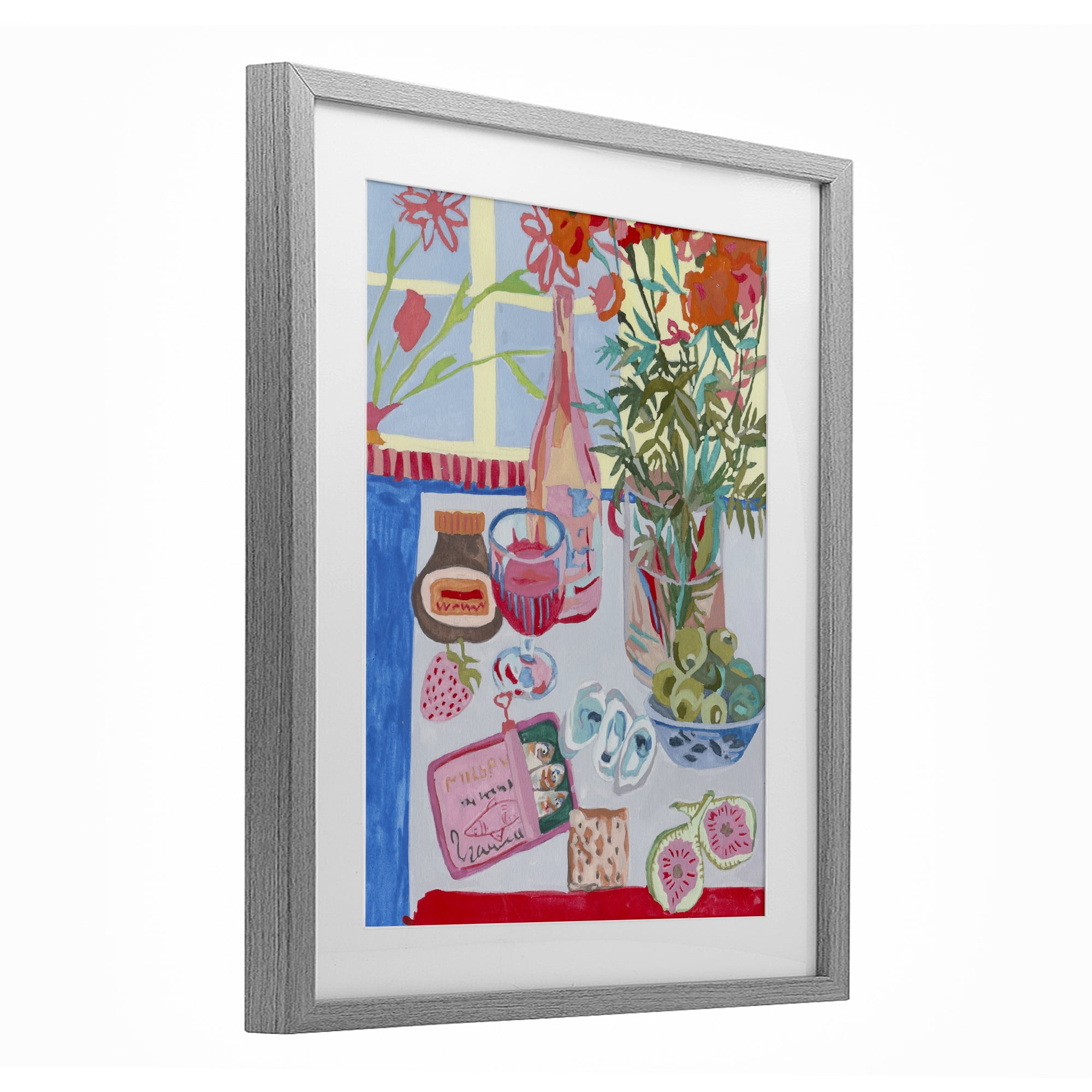 Stupell Industries Red & Blue Table Setting Gray Framed Print Under Glass, design by Melissa Wang