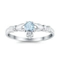 thumbnail image 3 of Claddagh Heart Promise Ring Aquamarine CZ 925 Sterling Silver Size 8, 3 of 7