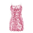 thumbnail image 5 of qolati Sparkly Sequin Lace Homecoming Dresses for Teens Spaghetti Strap Sleeveless Corset Tight Short Formal Cocktail Party Gown Pink S, 5 of 7