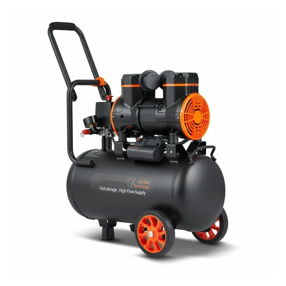 Air Compressor 6.3 Gallon 1450W Oil-Free, 3.35 CFM@90 PSI Ultra Quiet 70dB - Portable Compressor for Nailer, Tire Inflation, Spray Painting
