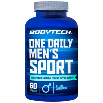 BodyTech Men's Sport One Daily Multivitamin  Mineral  Training Support Formula  60 Servings (60