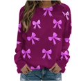 thumbnail image 2 of Aimik Women's Winter Bow Print Sweatshirt Crew Neck Long Sleeve Oversized Sweatshirt Soft Loose Casual Pullover Sweatshirt, 2 of 5
