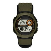 George Men's Digital Watch: Black Round Case, Green Bezel, Positive Display, Green Fast-Fit Strap (FMDOGE055)