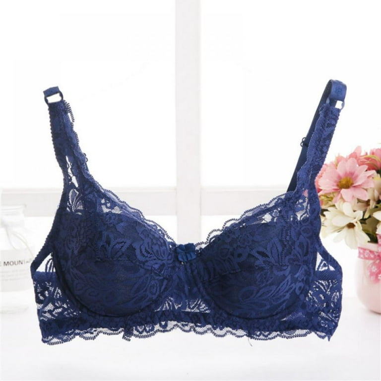 Women Sexy Underwire Push Up Bra 3/4 Cup Minimizer Lace Sheer BIG BRA 32-44  ABCD