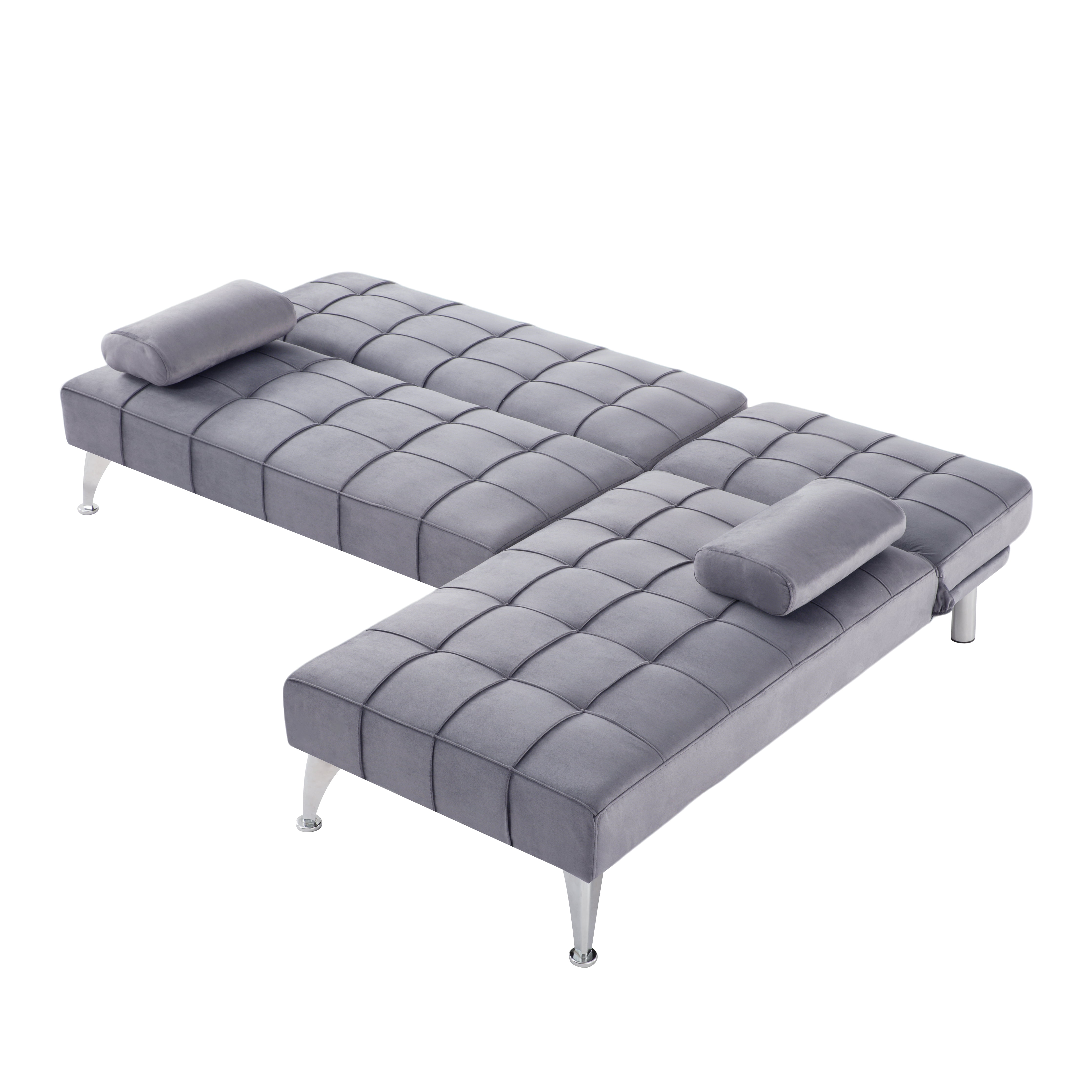 Gewnee 78.35”L-Shaped Convertible Sectional Sleeper Sofa with Chaise,Split Back Futon,3-Position Adjustable Backrest,Sleeper Chair for Living Room,Office,Guest Room.Dark Grey