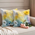 thumbnail image 2 of Dragonfly Flower Pillow Covers 2 Pack Spring Watercolor Yellow Floral Plant Farmhouse Pillowcase Waterproof Outdoor Throw Pillow Cover for Patio Garden Square Cushion 26”x26”, 2 of 9