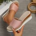 thumbnail image 3 of THDHVS Sandals Women,Womens Sandals Dressy,Women's Fashion Casual Summer Solid Color Thick Bottom Beach Fish Mouth Wedge Slippers Pink 5.5, 3 of 6