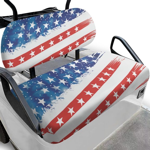 HUIACONG American Flag Design Golf Club Car Accessories Golf Cart Seat Covers for 2-Person Seats Golf Carts 2 Seats, Easy to Install Sweat Absorption Golf Cart Seat Towel Blanket