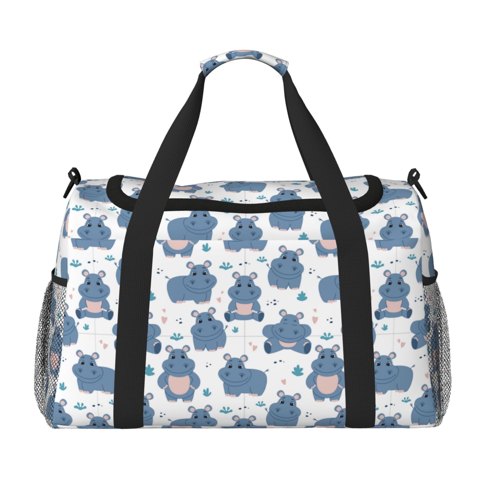 Horeoi Cute Hippos for Travel Duffle Bag with Adjustable Strap - Large Capacity Hand Carry for Gym Sports Outdoor