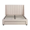 thumbnail image 1 of Ilios Innova | Base de Cama Matrimonial Tapizada Beige con Cabecera Acolchada Cajones Integrados y Estructura Resistente, 1 of 9