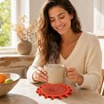 thumbnail image 3 of JHyouerji Woven Round Insulated Placemat 5in Orange Table Mat Hotel Home Dining Table Heat Protection Decorative Coaster, 3 of 5