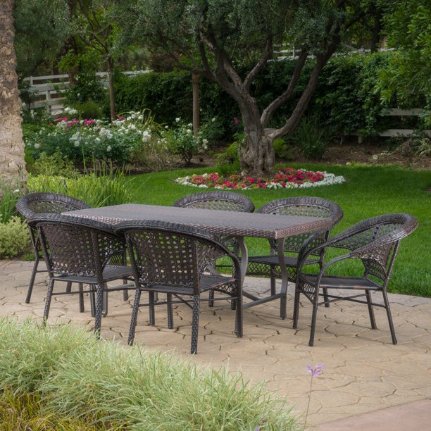 Lanaster Wicker 7 Piece Outdoor Dining Set