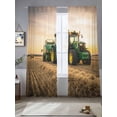 thumbnail image 2 of Farmhouse Sheer Curtains 2 Panels Set Rustic Country Green Bulldozers Realistic Field Sunset Sheer Window Curtains Light Filtering Rod Pocket Voile Drapes for Bedroom Living Room 52"X84", 2 of 9