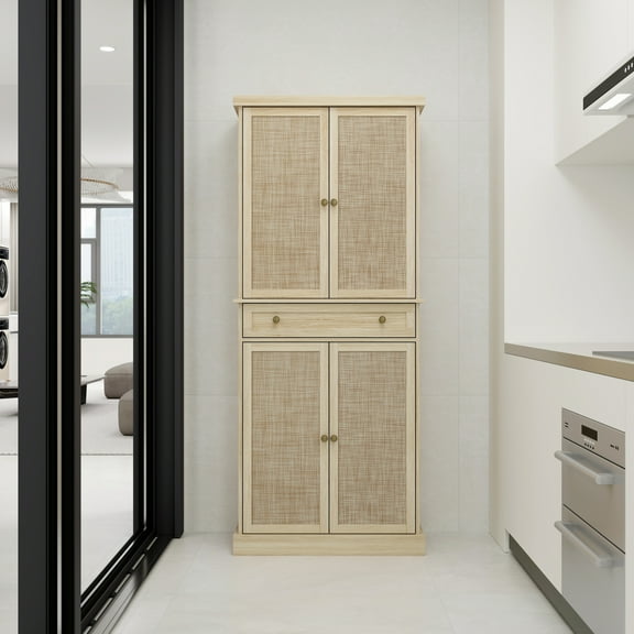 4 Door Cabinet with 1 Drawer, with 4 Adjustable Inner Shelves, Storage Cabinet 94703