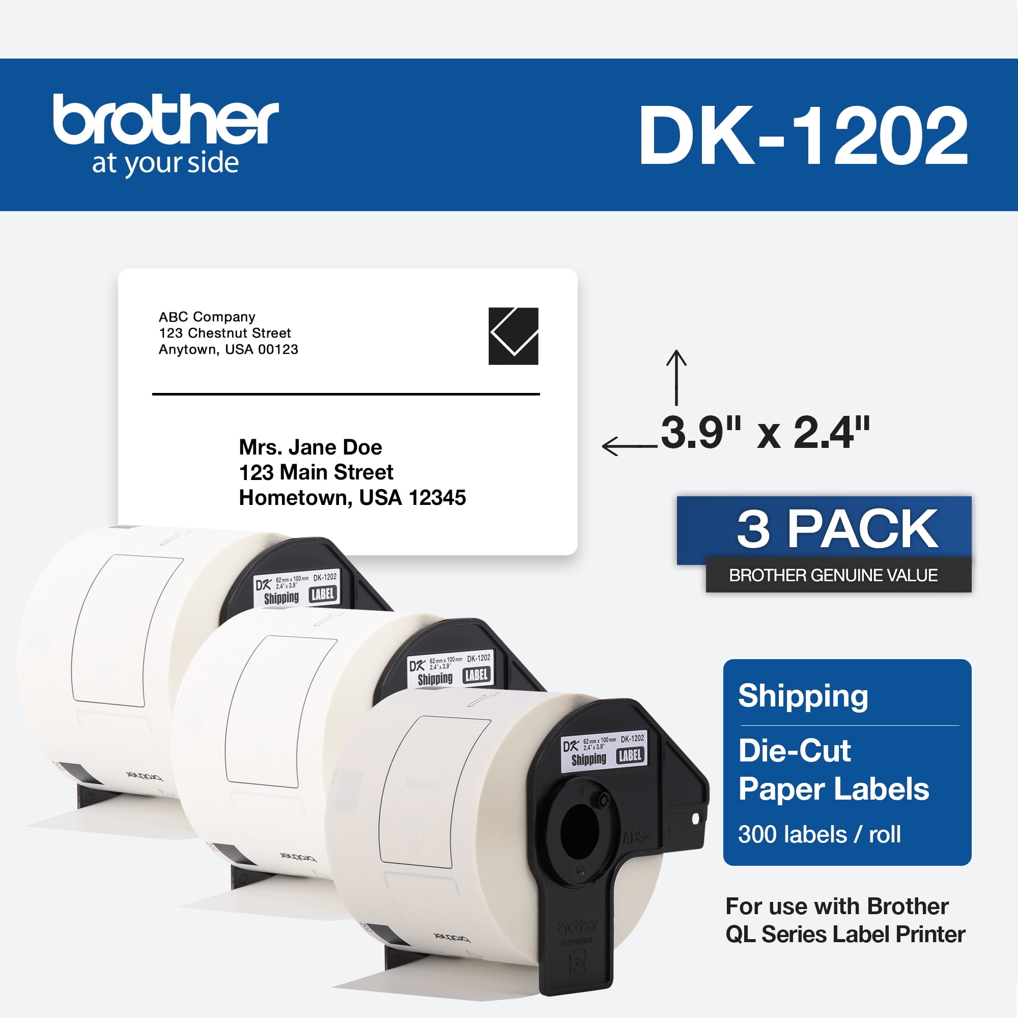 20 4" x 2" Rolls of 600 Non-OEM Fits BROTHER DK-1240 Labels - 