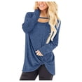 thumbnail image 2 of gakvov Plus Size Sweaters For Women Fall Clothes Sweatshirt Crew Neck Twist Knotted Front Tunics Long Sleeve Plain Loose Pullover Shirts Fall Tops, 2 of 7