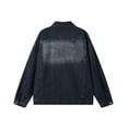 thumbnail image 5 of Mens Button up Denim Jacket, Lapel Collar No Hood Jean Trucker Coat, Vintage Washed Motorcycle Jacket Casual Street Outerwear Dark Blue, 5 of 5