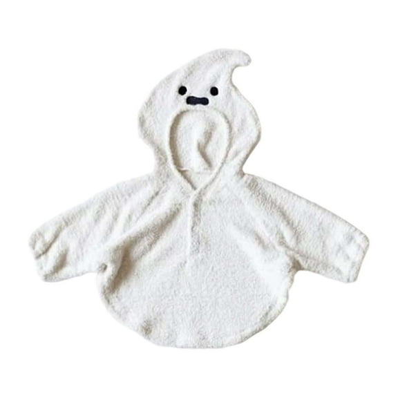 Tisuna Halloween Baby Boys Ghost Romper Long Sleeve Hooded Jumpsuit Cute Fashion Toddler Kids Halloween Theme Party Bodysuit Size 18-24 Months White