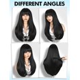 thumbnail image 5 of Long Straight Layered Wigs with Bangs Black Wigs for Women 4x2 Realistic  Scalp Put  and Go Glueless Wigs Synthetic Wig Heat Resistant Fiber Daily Use ( Black, 26Inch), 5 of 6