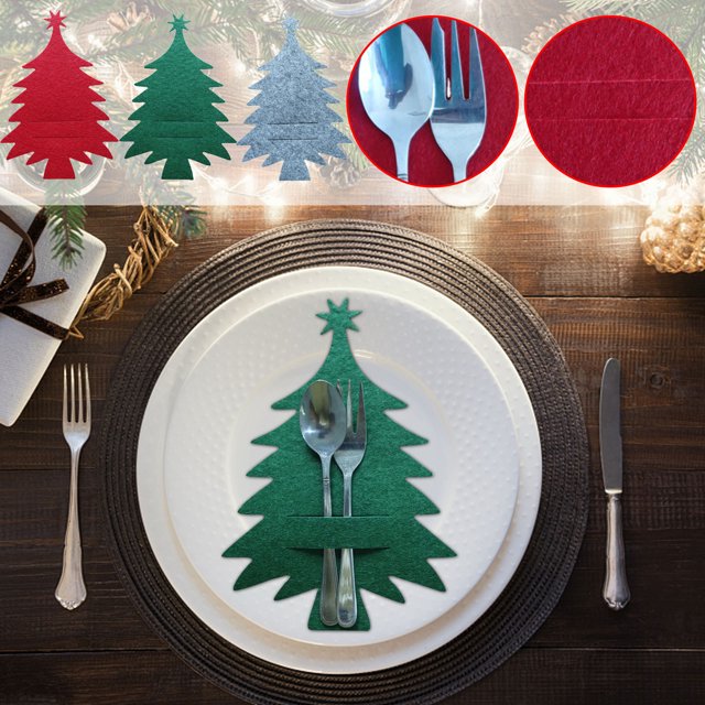 ¡Ahorra Grande!, Juego de vajilla para mesa con adornos navideños Juego de vajilla para hotel Árbol de Navidad Cuchillo y tenedor Bolsa 4 Akmoler