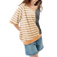 thumbnail image 3 of Women Oversized Summer Short Sleeve Striped Color Block Loose Fit Tops T Shirts, 3 of 6