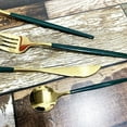 thumbnail image 3 of Nvzi 24 pieces Silverware Set - Stainless Steel Reusable Utensils Flatware Set, Mirror Cutlery Green Gold Flatware Set, Great for Family Gatherings & Daily Use (Service For 6), 3 of 5
