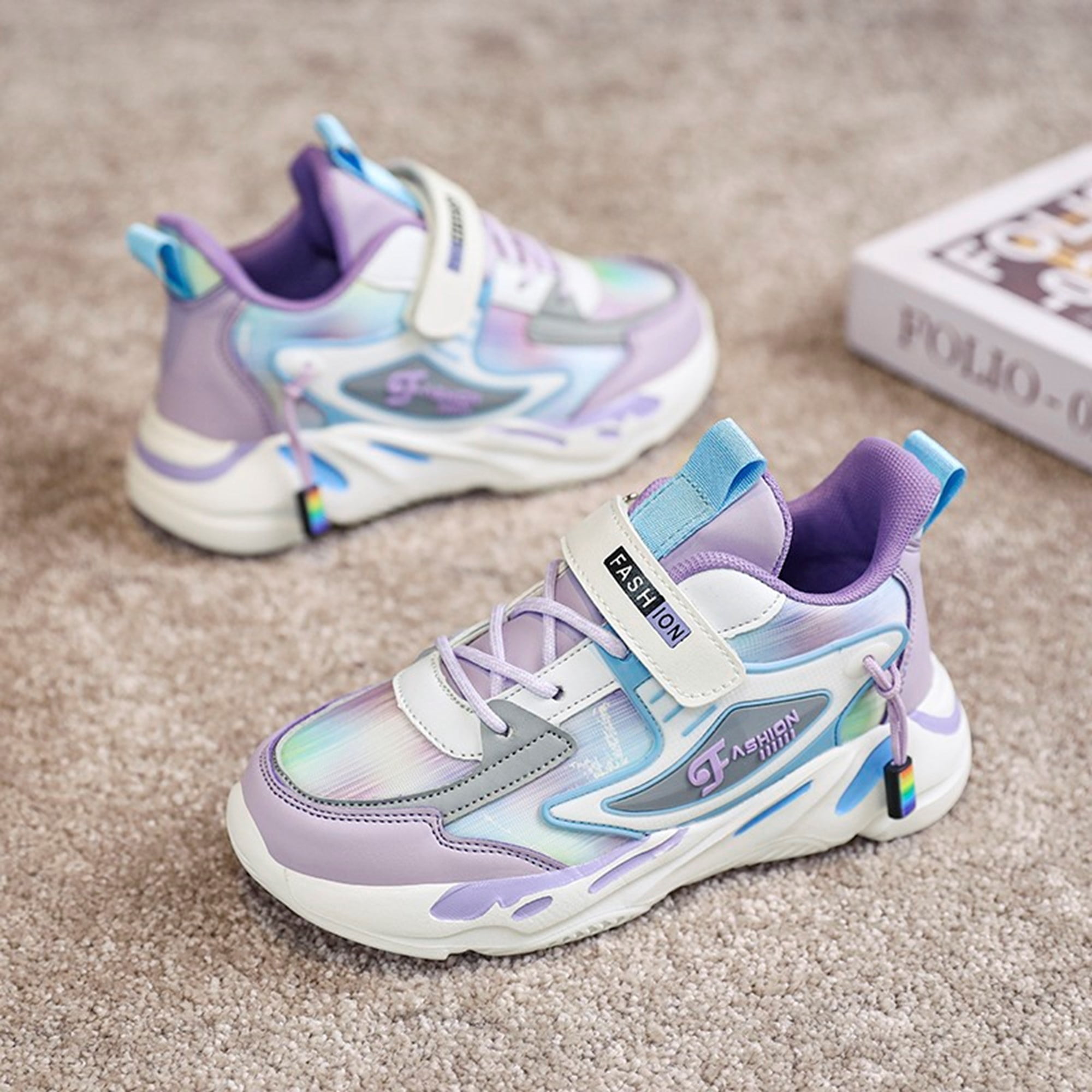 Kids Shoes Boys Girls Sneakers, Comfortable Running Tennis Athletic Shoes for Big Kid Purple