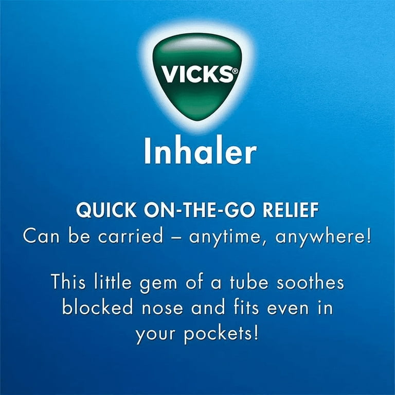 2x Vicks Inhaler 0.5ml, OTC for Nasal Congestion Cold Allergy Blocked Nose  Fast Relief