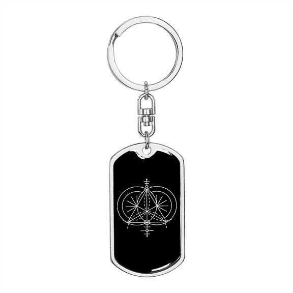 Sacred Geometry Equilateral Triangle Stainless Steel or 18k Gold Premium Swivel Dog Tag Keychain