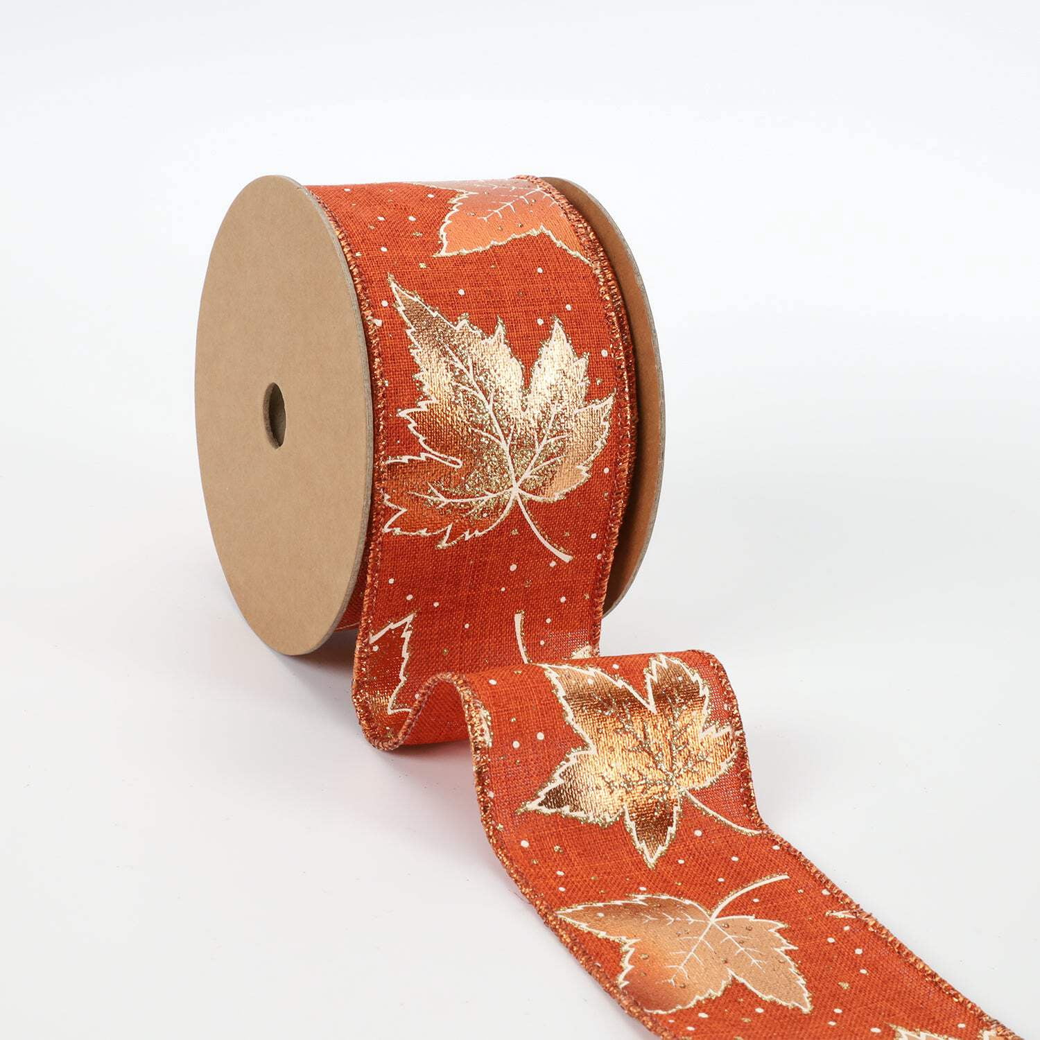LaRibbons 2 1/2" Wired Ribbon | "Metallic Leaf" Rust/Copper/Gold | 10 Yard Roll