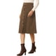 thumbnail image 4 of Falda midi de mujer de pana de cintura alta con botones y cinturón color café 3XL, 4 of 6