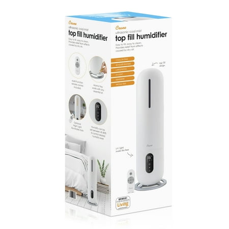 CRANE - 2 Gal. Tower Ultrasonic Cool Mist Humidifier with Remote - White