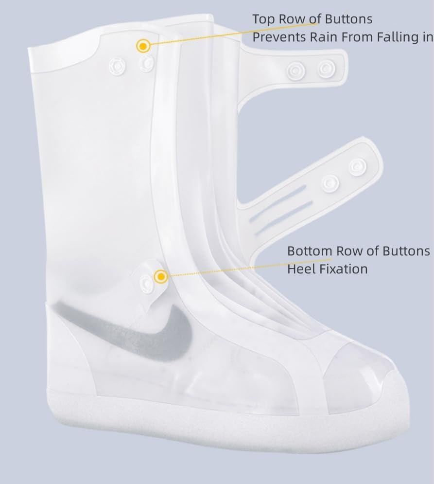 Rain Boot Waterproof Non Slip Shoe Covers Reusable Shoe Protectors Covers High Top Snow Boots Galoshes Overshoes For Men Women Outdoor Cycling Camping Fishing Garden Travel