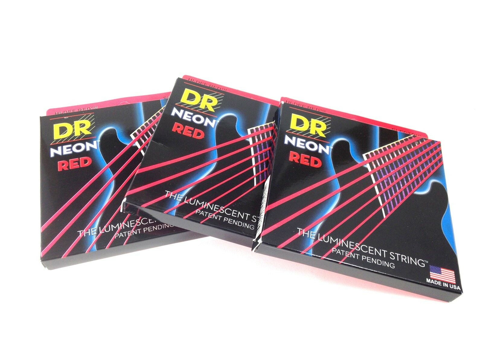 DR Strings Guitar Strings 3 Pack Electric Neon Red 0942 Light