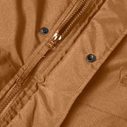 Fall Winter Insulatedd Jacket for Men Warm Down Jackets Thick Full Zip Casual Hooded Waterproof Coat Beige L