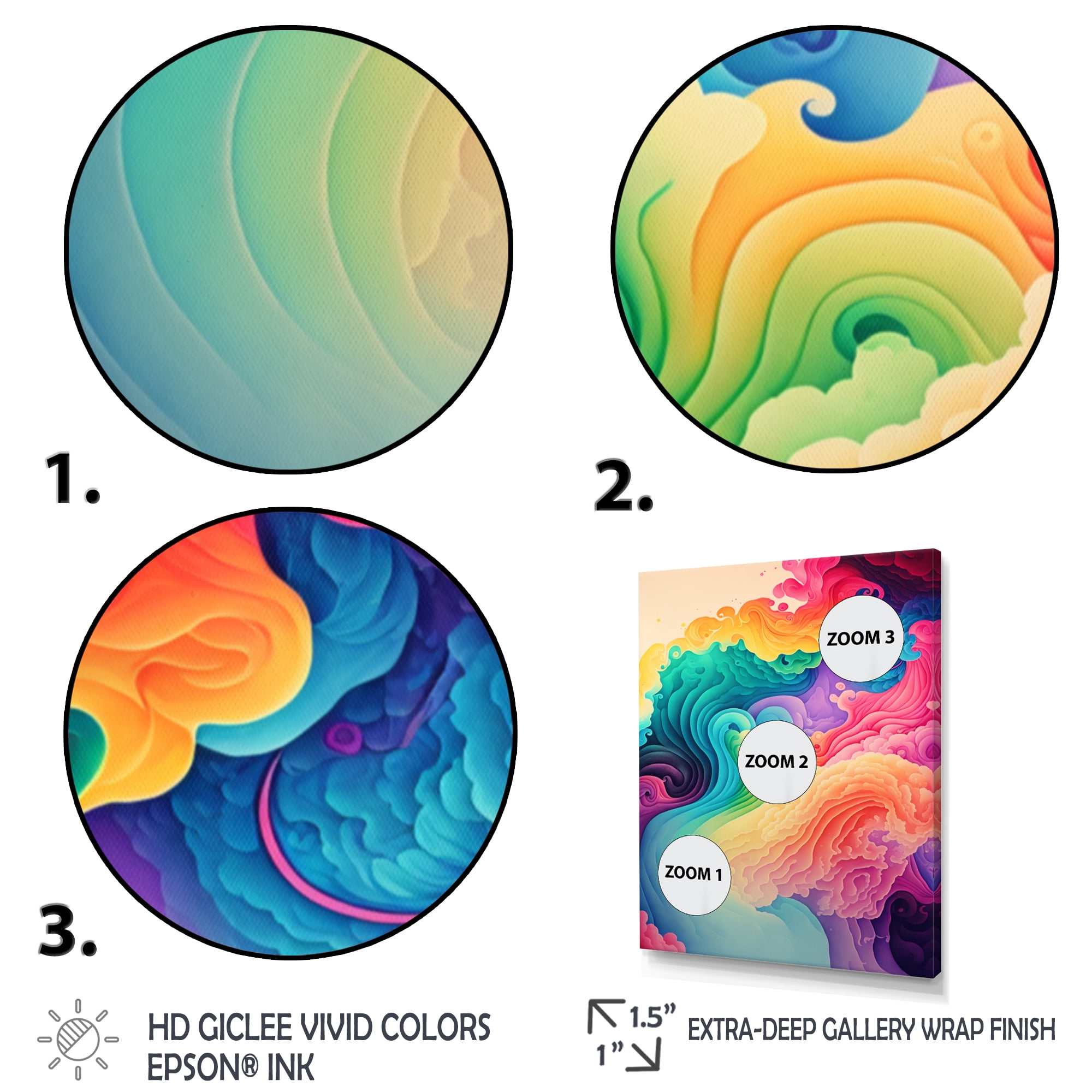 Designart Multicolor Swirly Clouds I Canvas Wall Art