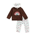thumbnail image 2 of Seyurigaoka Baby Girl Long Sleeve + Trousers + Headband Rainbow Pattern Print, 2 of 6