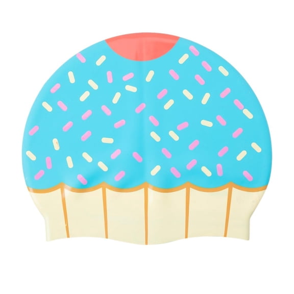 Sporti Silicone Swim Cap, Cupcake Design, Lightweight, Anti-Slip, Latex-Free, Snug Fit