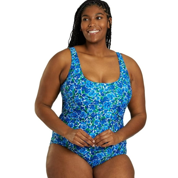 Sporti Plus Size Unitard Swimsuit, High Cut, Removable Cup, Athletic (Women's Plus)