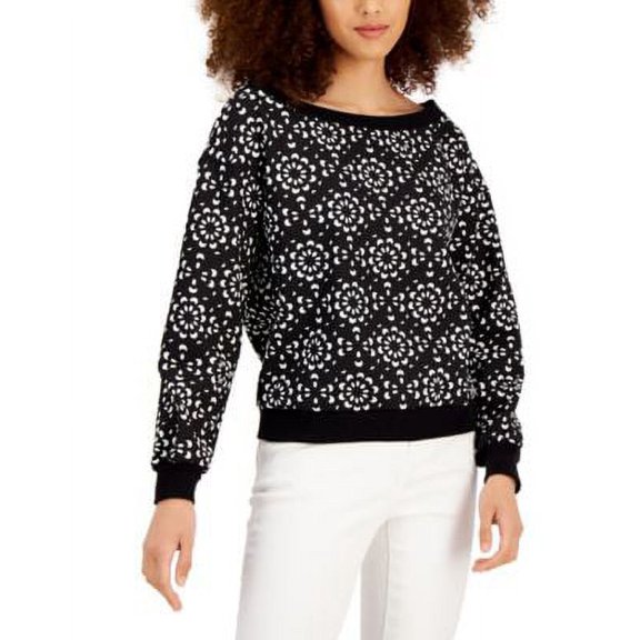 MSRP $60 Inc International Concepts Abstract-Print Sweater Black Size XL