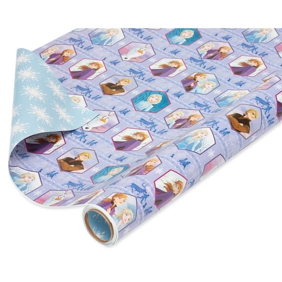 American Greetings Reversible All-Occasion and Birthday Wrapping Paper, Disney Frozen (1 Pack, 75 sq. ft.)