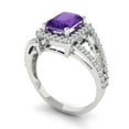 thumbnail image 2 of Halo Engagement Ring for Women - 1.935ct Natural Amethyst in 14K White Gold Promise Ring, 2 of 6