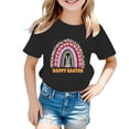thumbnail image 2 of Bysome Girl Shirts Easter Crew Neck Short Sleeve Bunny Cartoon Print Summer Casual Soft Black Girls T-Shirts Size 2-3 Years, 2 of 3