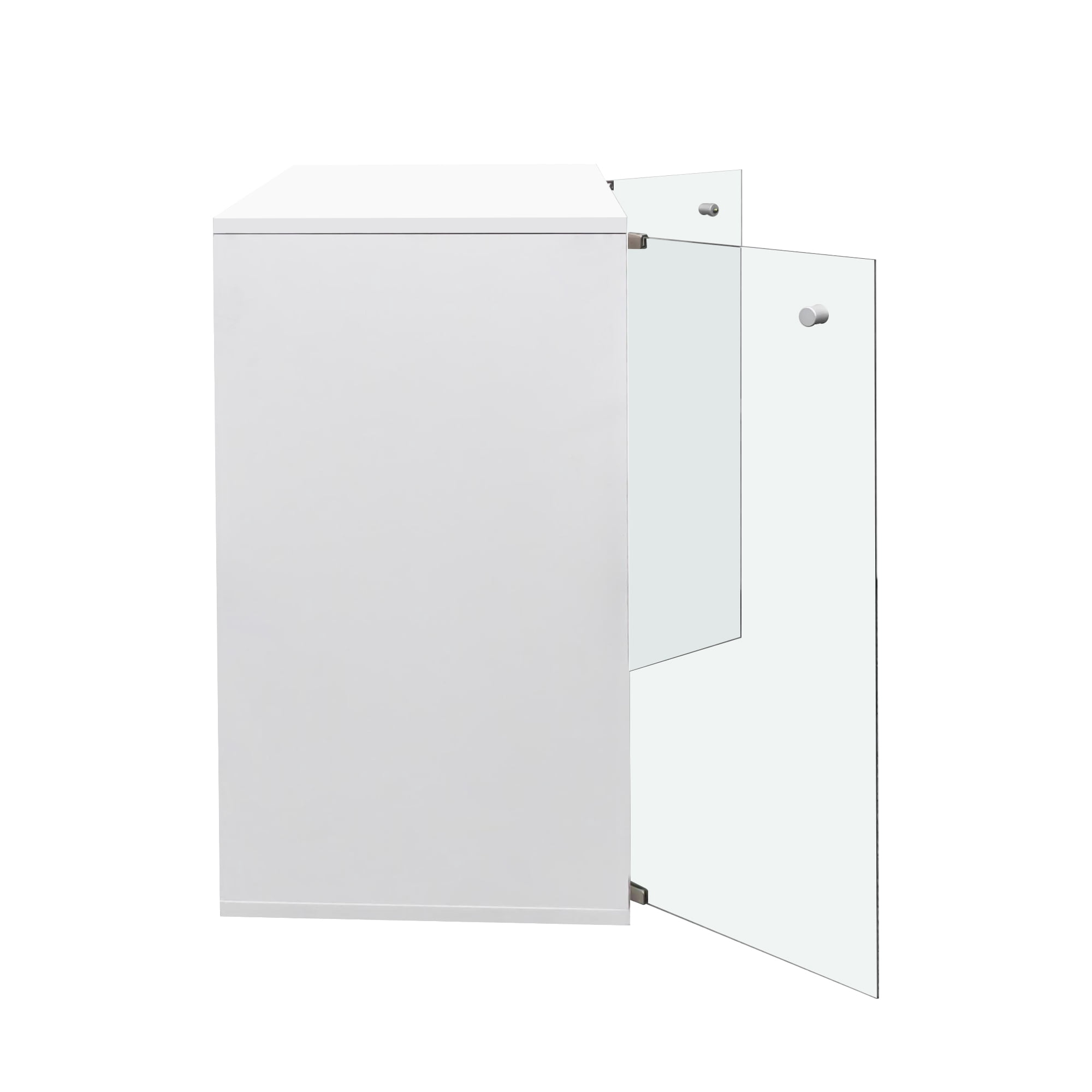 Mintazer 4 Tier Modern Shoe Storage Cabinet with LED Lights & Glass Door, Stackable Shoe Storage Box for Entryway, White